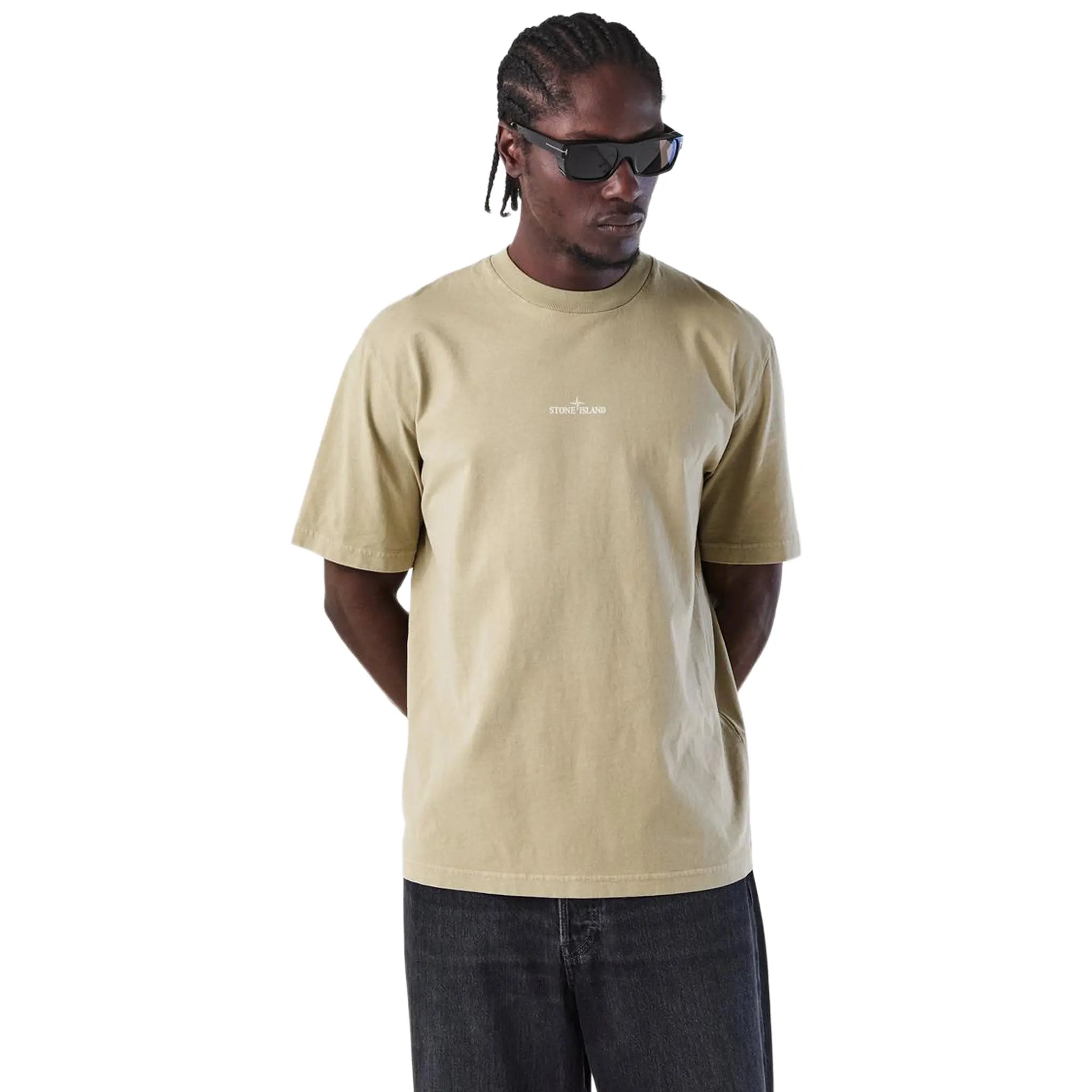 Front Model View of Stone Island Combed Industrial Print T Shirt K2S152100037S0241V009A